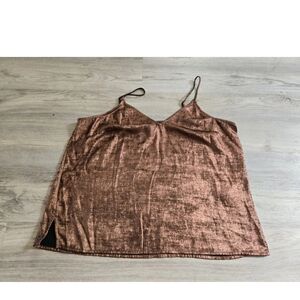 A New Day Sz L Copper metallic v-neck spaghetti strap cami tank top